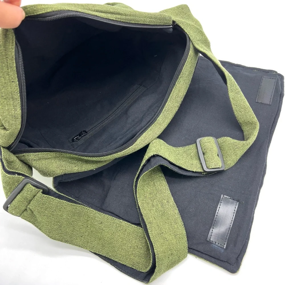 Multi pocket Cotton Embroidered Laptop Messenger Bag